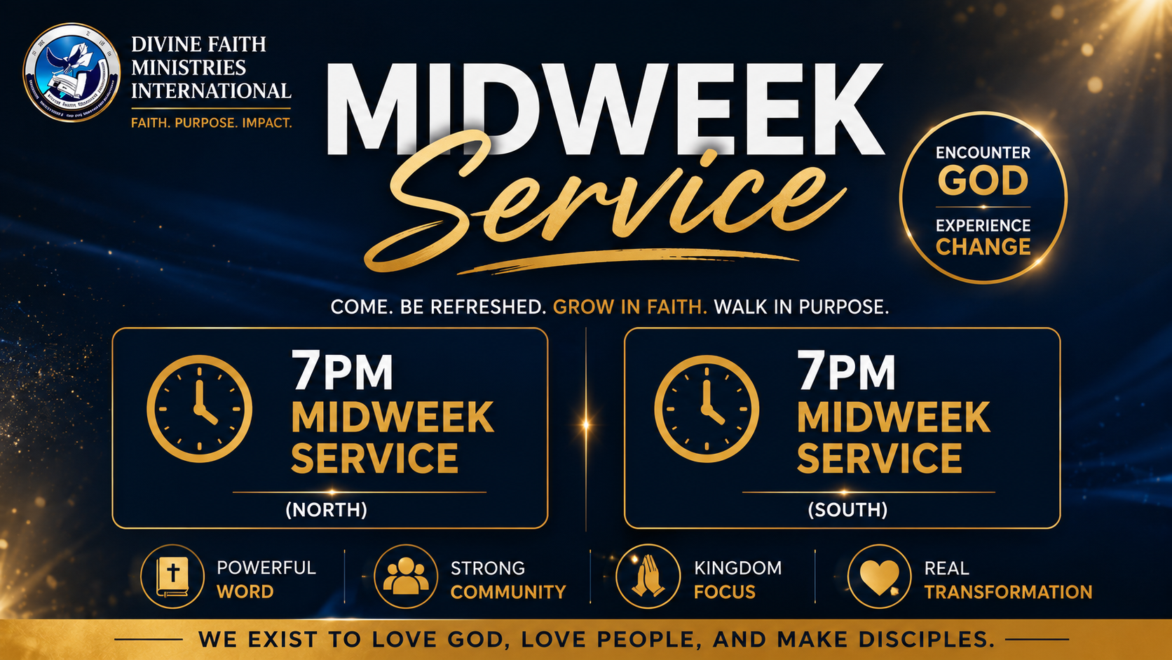 Midweek Service, 7PM North and South
